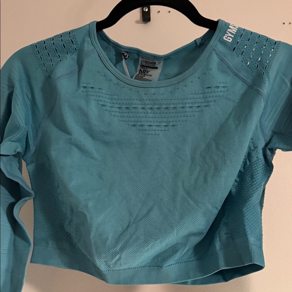 Gymshark Dusky Teal Flawless Knit Long Sleeve Crop Top Size Large NWT - Picture 5 of 7
